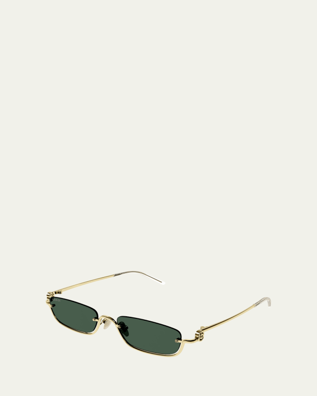 Half-Rimmed Metal Rectangle Sunglasses